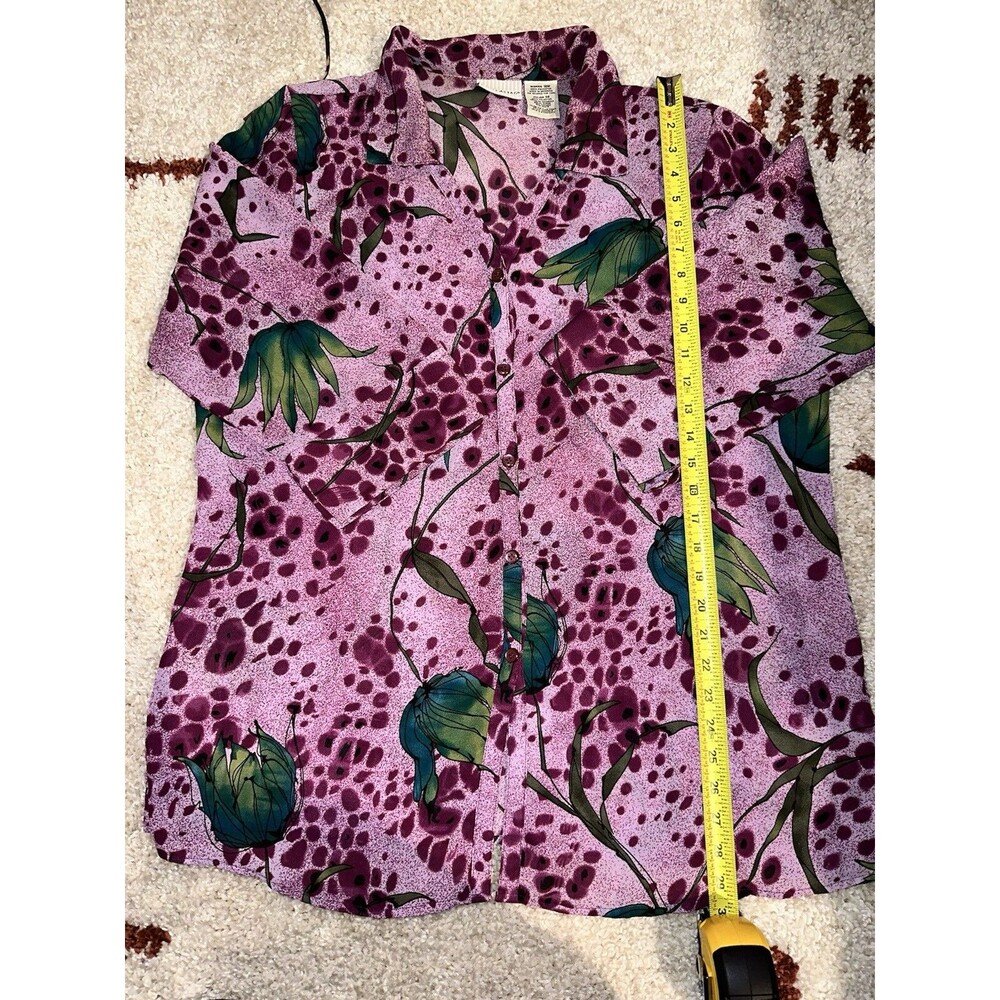 White Stag Womens Blouse Plus 16w Floral 100% Polyester Indonesia Button Down